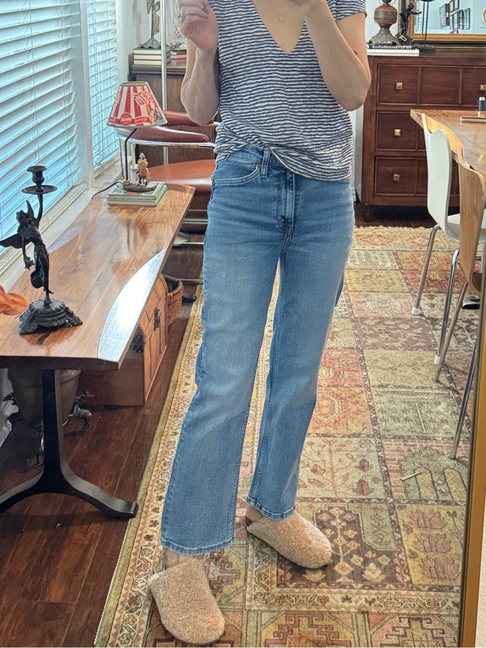 Re/Done Mid-Blue Straight leg Boot Cut Jeans Size 25